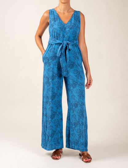 Wide Leg Jumpsuit Featuring Waist Belt