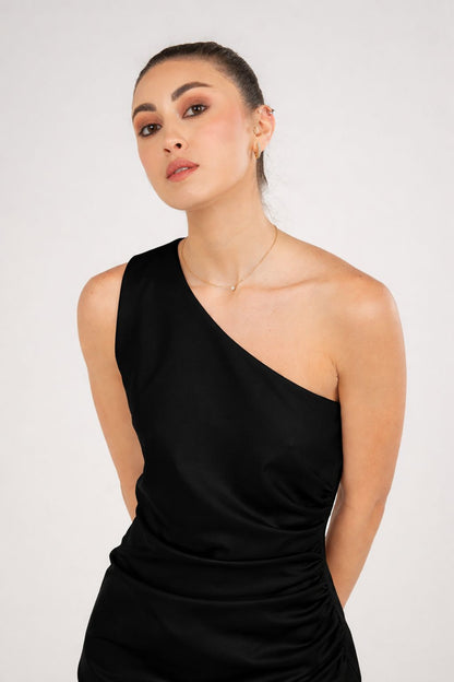 One Shoulder Draped Dress