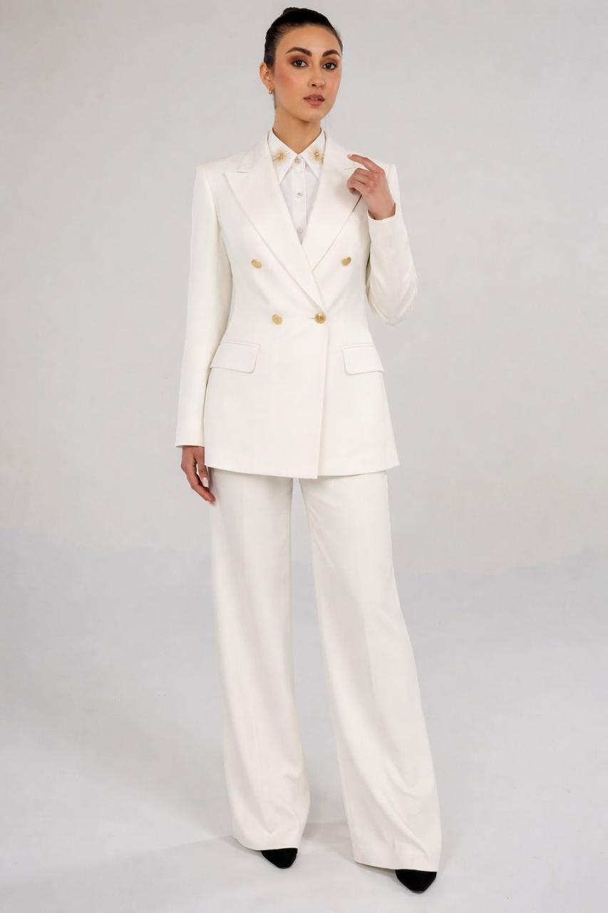 Double Breasted Blazer With Front Flaps