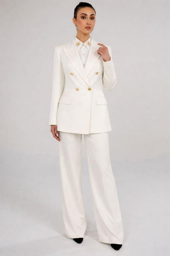 Double Breasted Blazer With Front Flaps