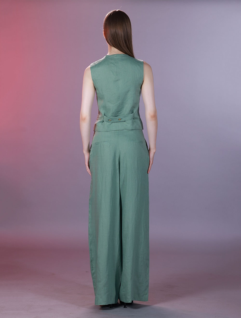 Wide Leg Trouser Featuring Front Pleats and Waistband