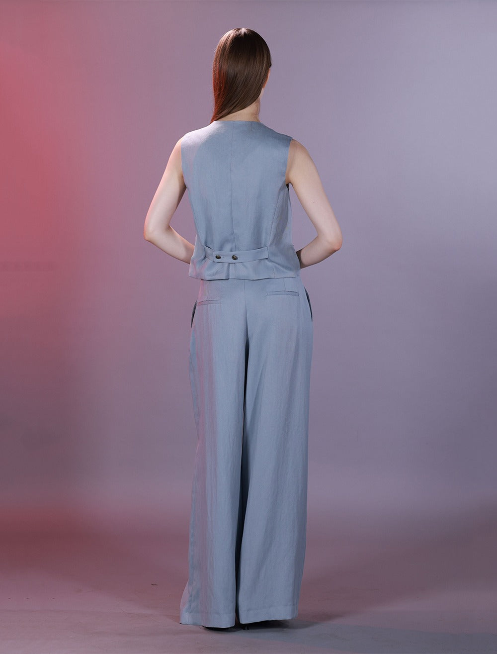 Wide Leg Trouser Featuring Front Pleats and Waistband