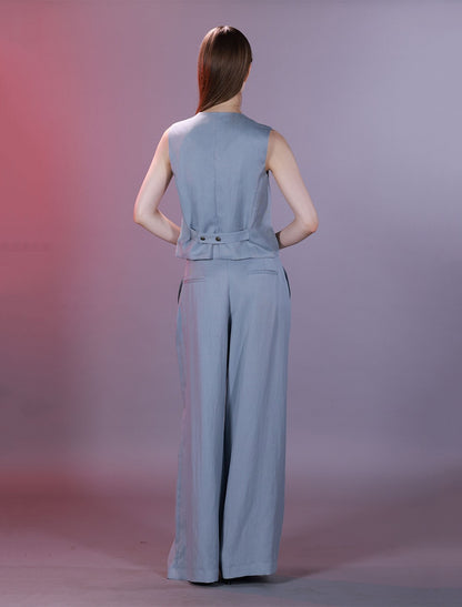Wide Leg Trouser Featuring Front Pleats and Waistband