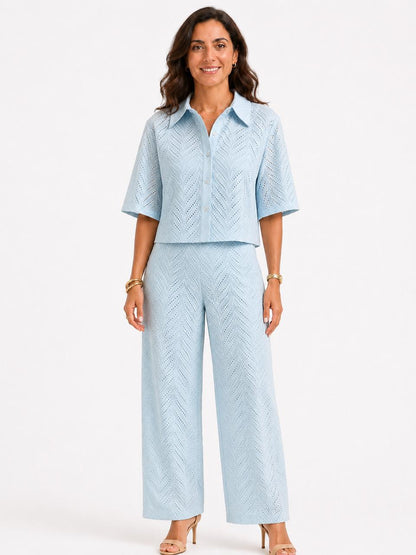 Oversized Openwork Short Sleeve Shirt