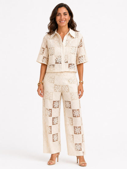 Oversized Openwork Short Sleeve Shirt