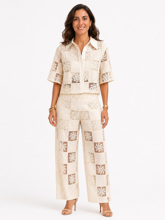 Oversized Openwork Short Sleeve Shirt