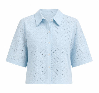 Oversized Openwork Short Sleeve Shirt