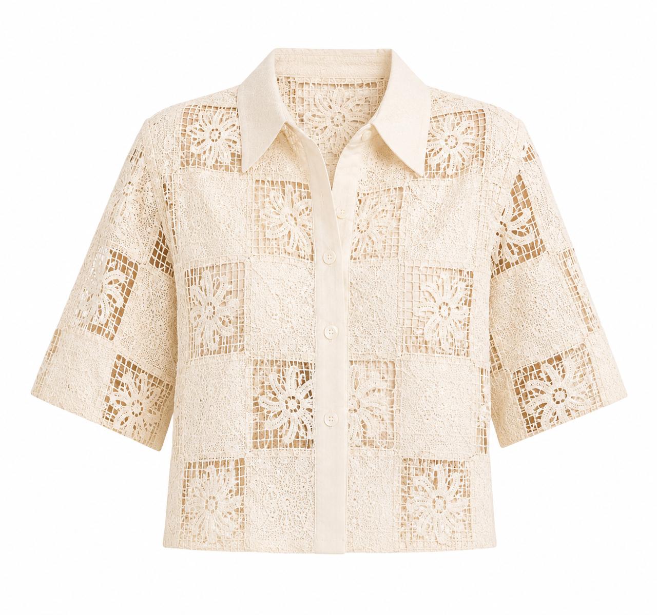 Oversized Openwork Short Sleeve Shirt