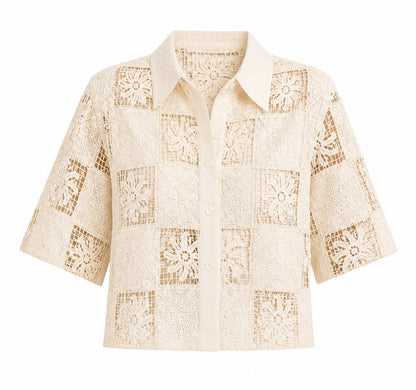 Oversized Openwork Short Sleeve Shirt