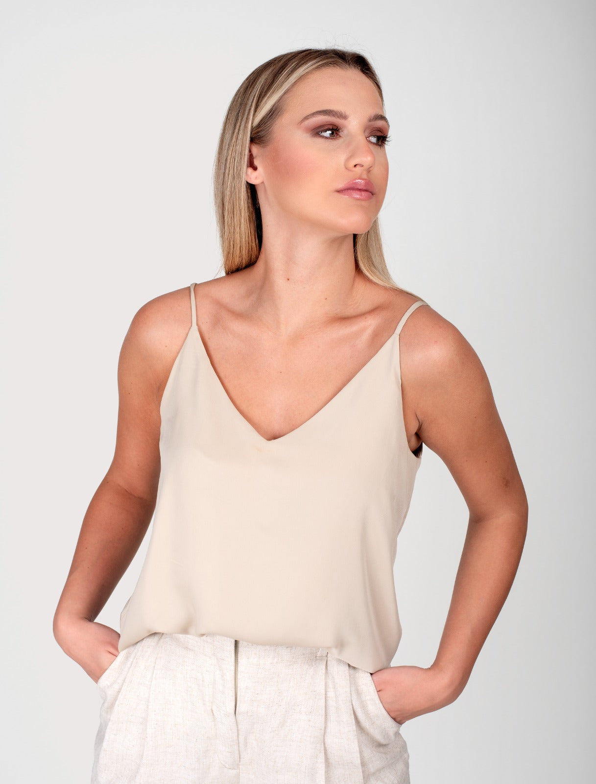 Women Top Sleevless Thin Straps Flowing Design