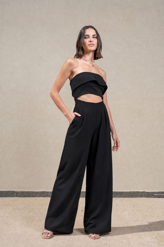 Wide Leg Strapless Jumpsuit