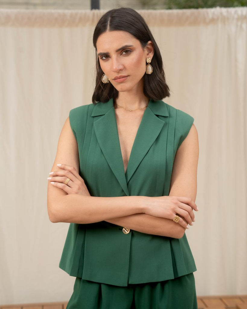 Structured Vest With Pleats