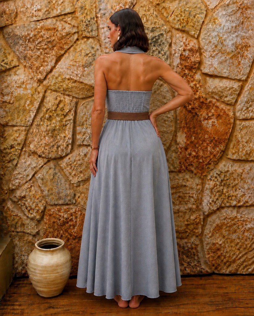 Halter Neck Shirt Dress