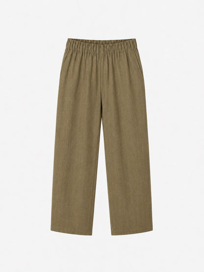 Linen Trousers With Elasticated Waistband