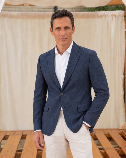 Single Breasted Half Lining Linen Blazer