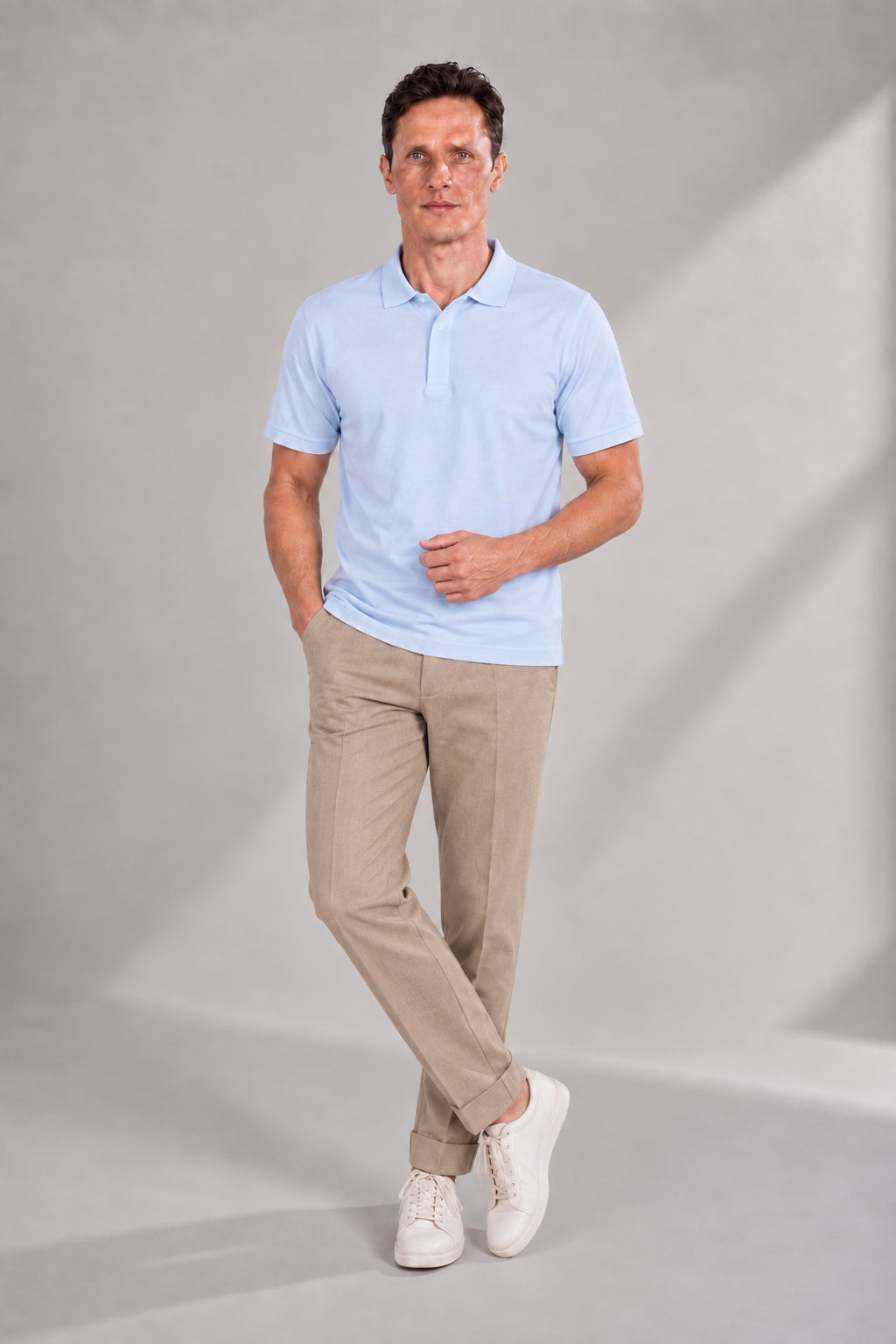 Linen Chino Trousers With Side Adjusters