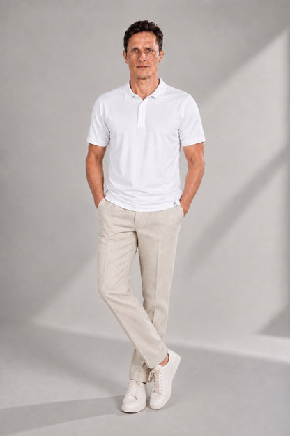 Linen Chino Trousers With Side Adjusters