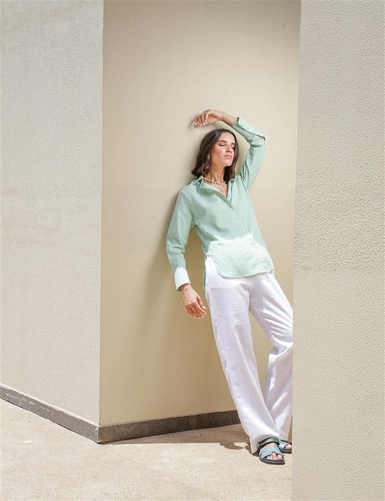 Long Sleeves Shirt With Round Side Slits