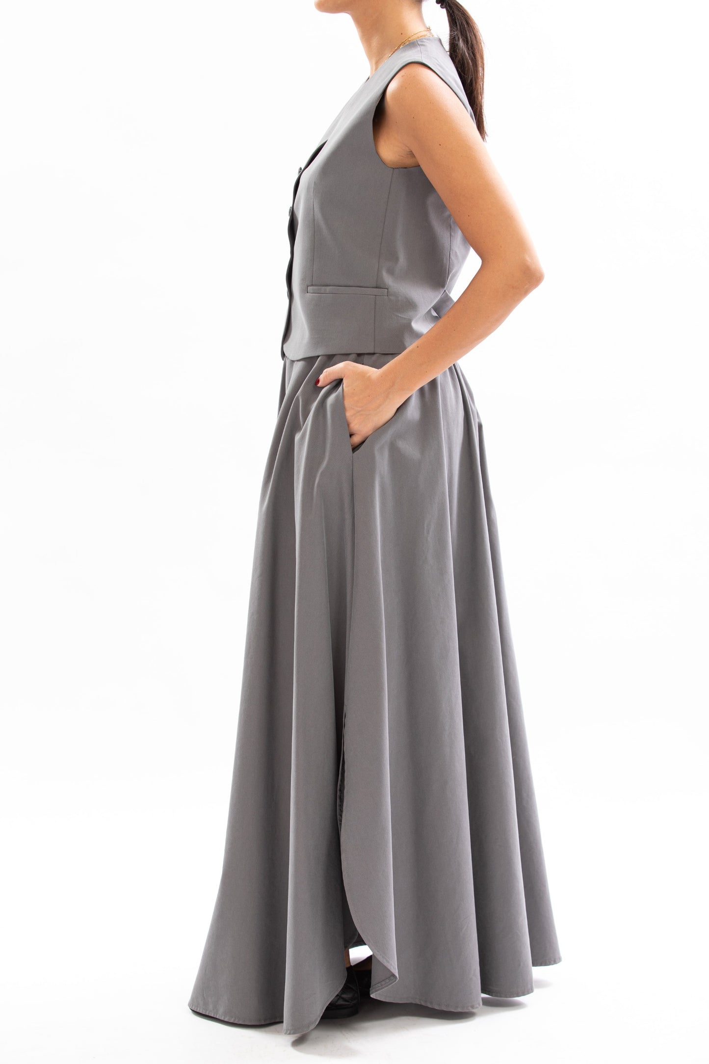Midi Elastic Waistband Skirt
