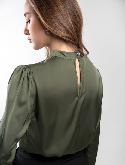 High Neck Pleated Top