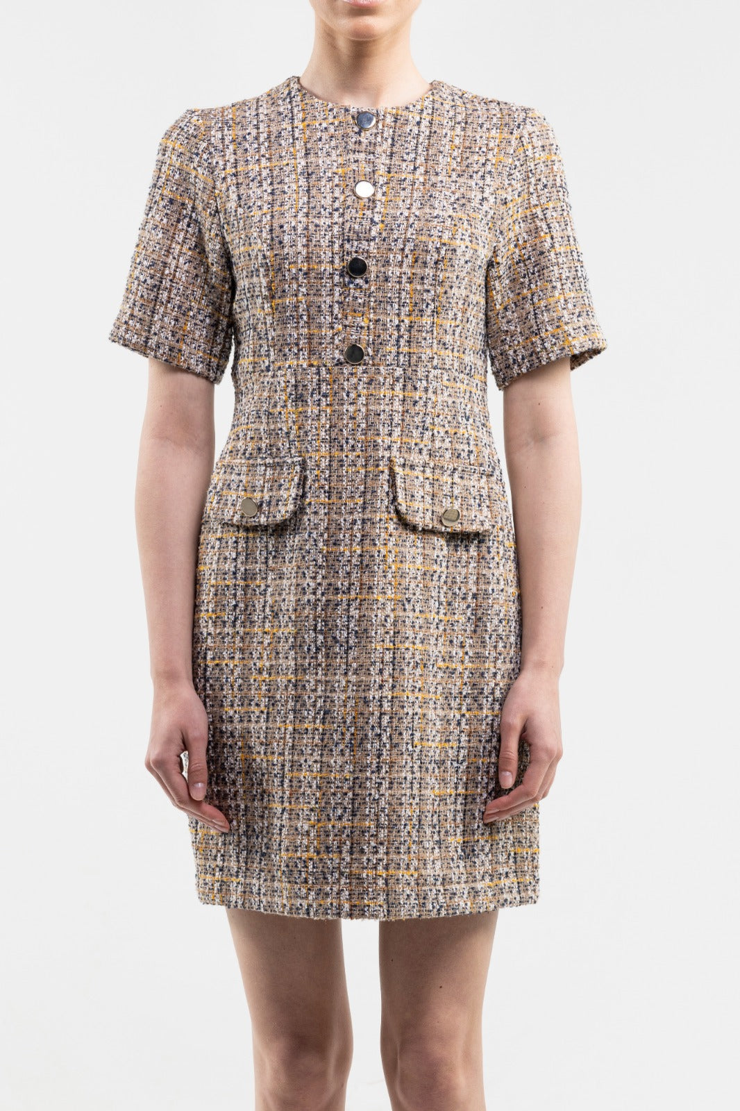 Half Sleeve Dress With Front Flap Pockets