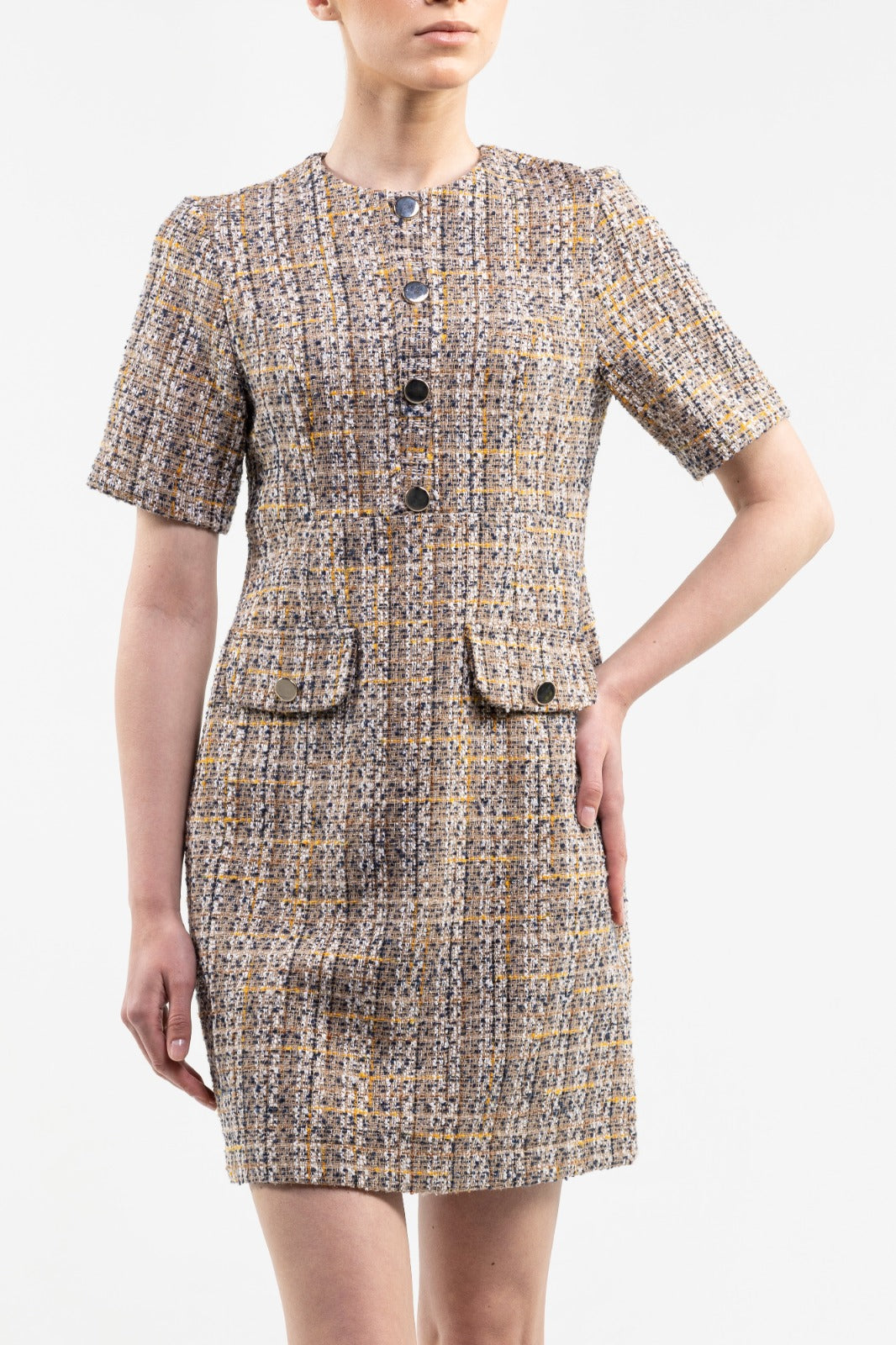 Half Sleeve Dress With Front Flap Pockets