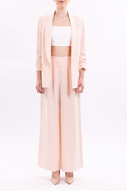 High Waist Wide Leg Trousers With Side Zipper and Front Pleats