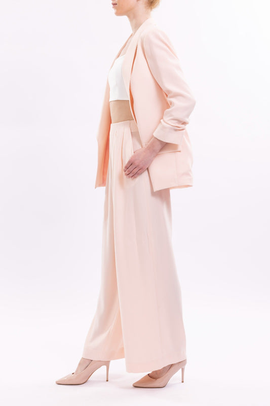 High Waist Wide Leg Trousers With Side Zipper and Front Pleats