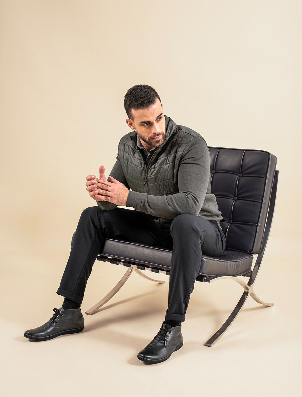 Knit With Nylon Zipper Jacket