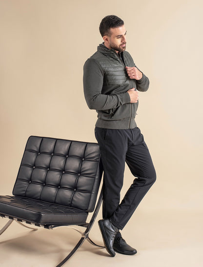 Knit With Nylon Zipper Jacket