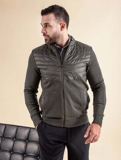 Knit With Nylon Zipper Jacket