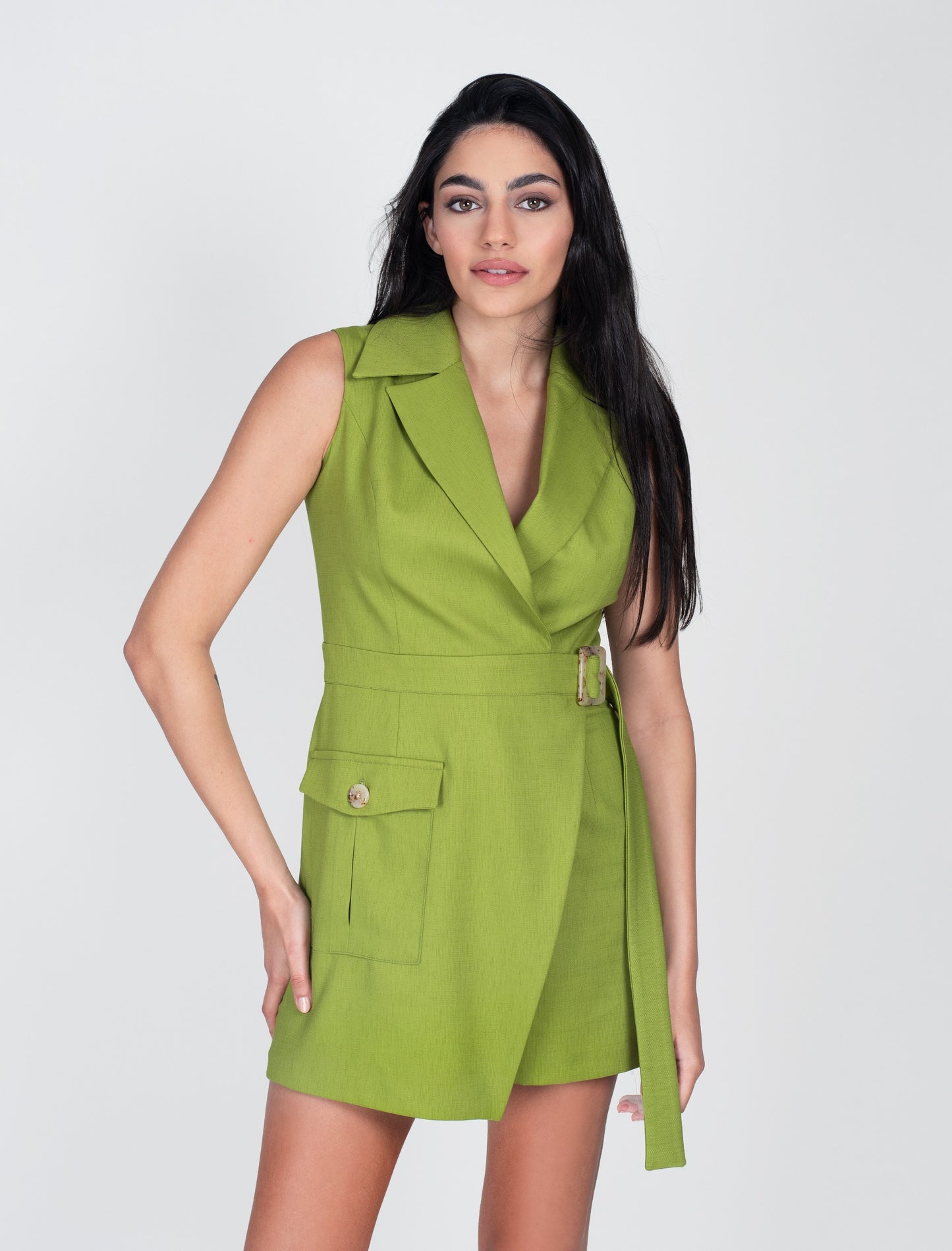 Women Short Dress Peak Lapel