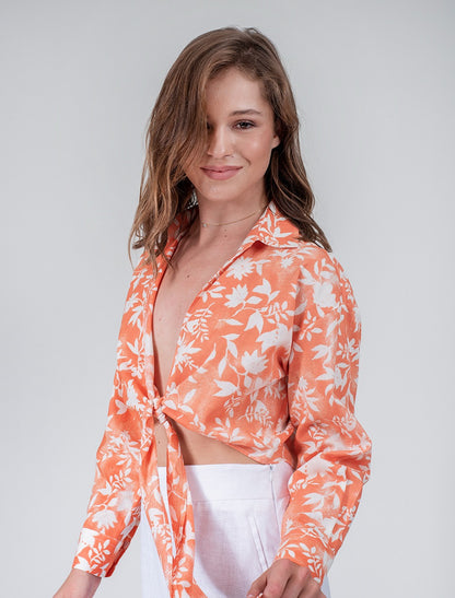 Women Crop Shirt 100% Linen