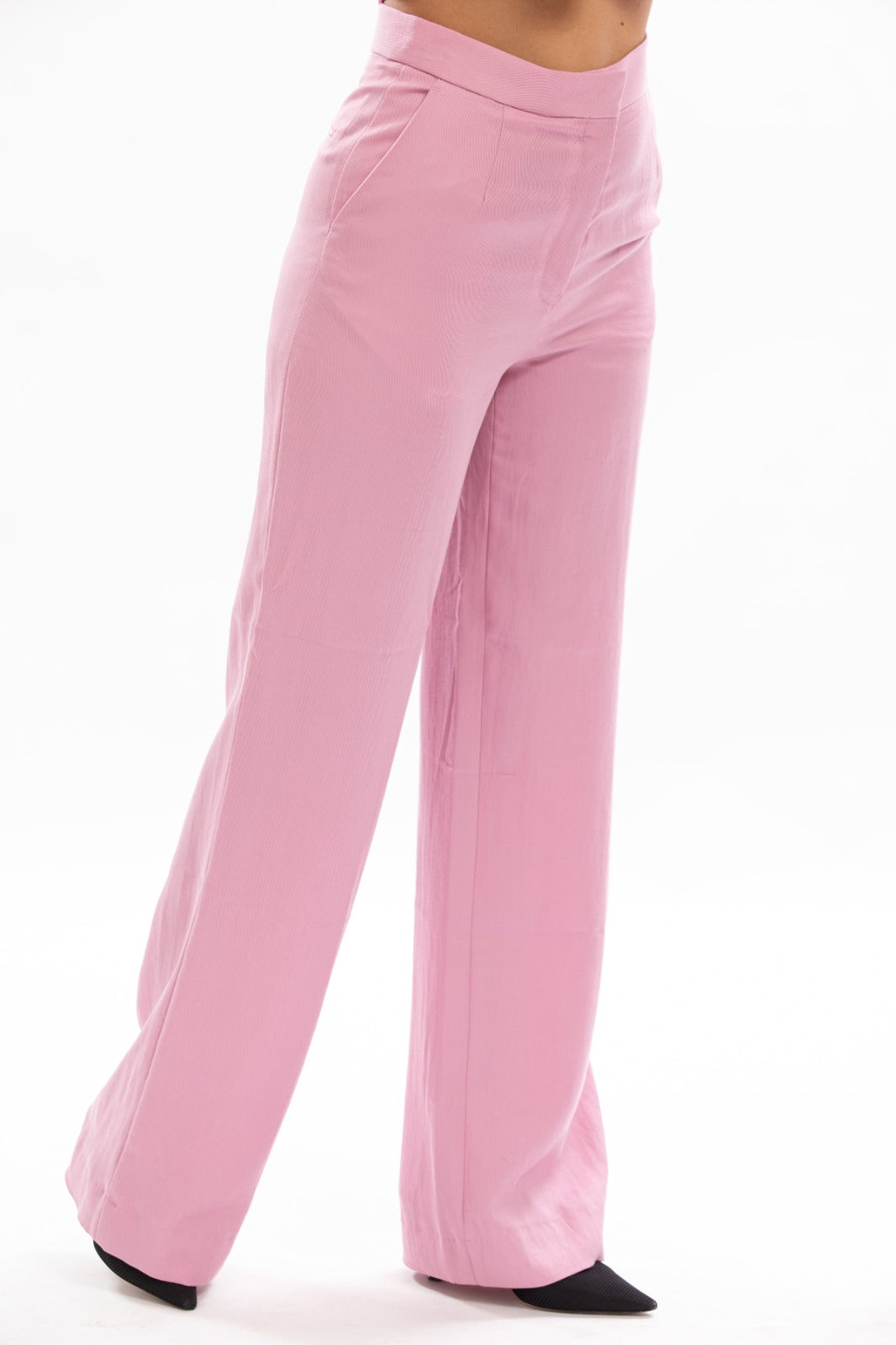 High Waist Straight Trousers, Front Pockets With Fake Back Pockets