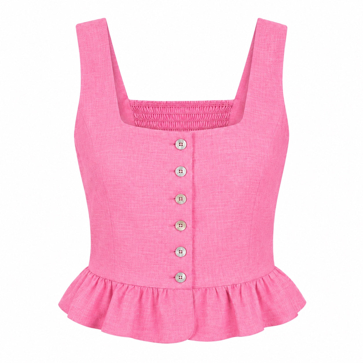 Square Neckline Top With Ruffles
