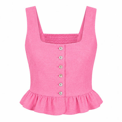 Square Neckline Top With Ruffles