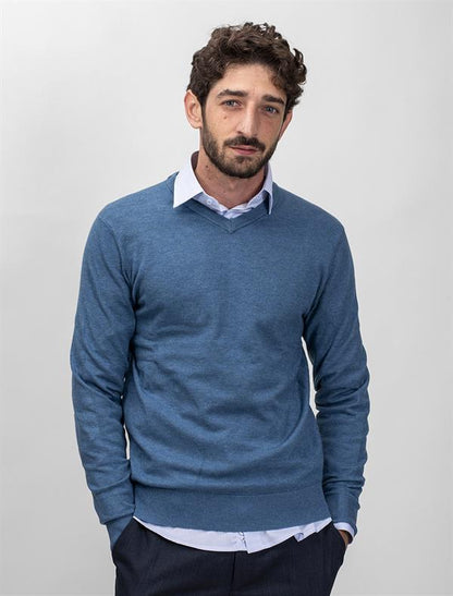 Men Wool Blend V-Neck