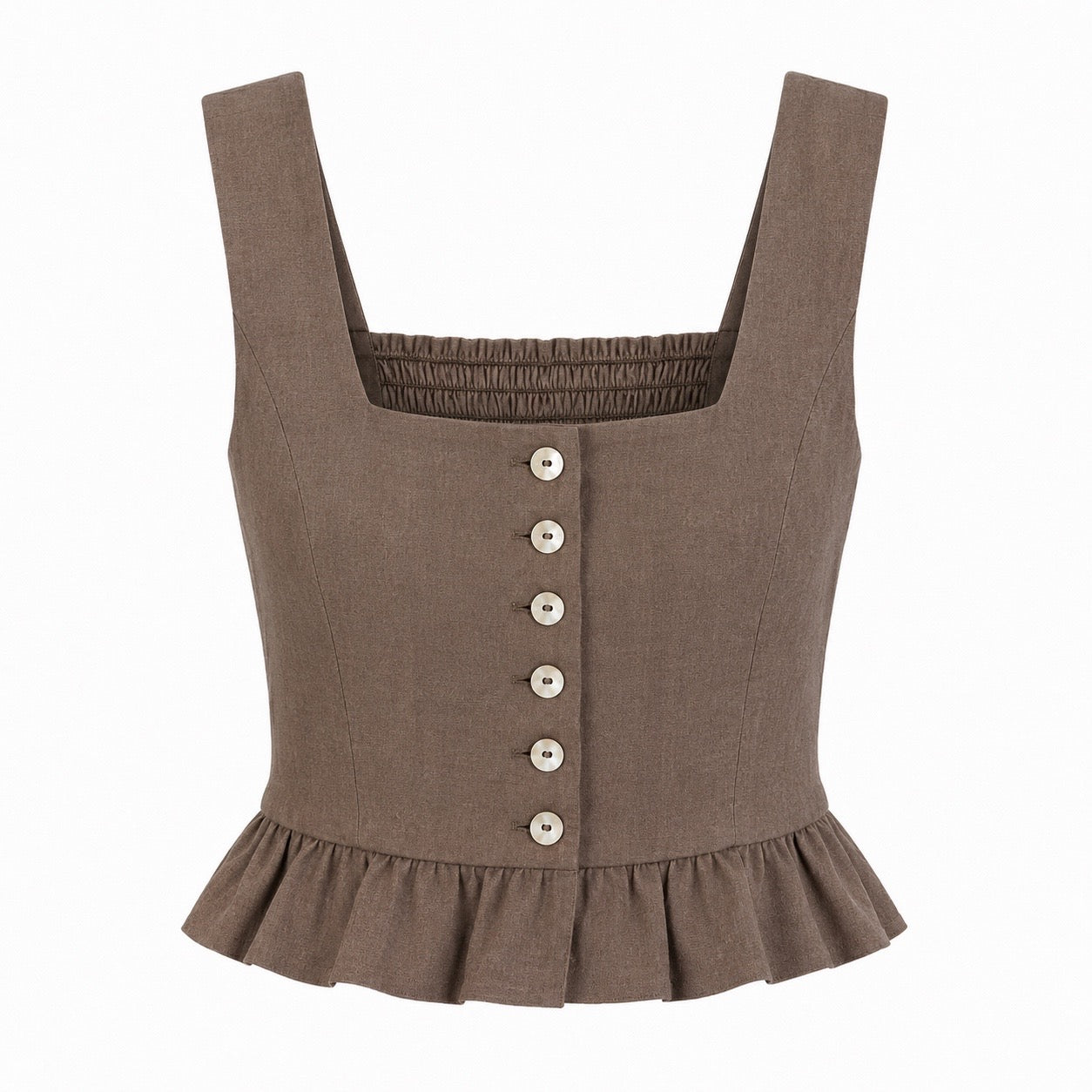 Square Neckline Top With Ruffles