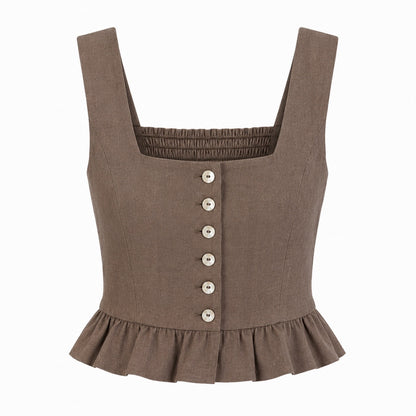 Square Neckline Top With Ruffles