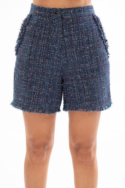 High Waist Short With Side Pockets and Hem Trims