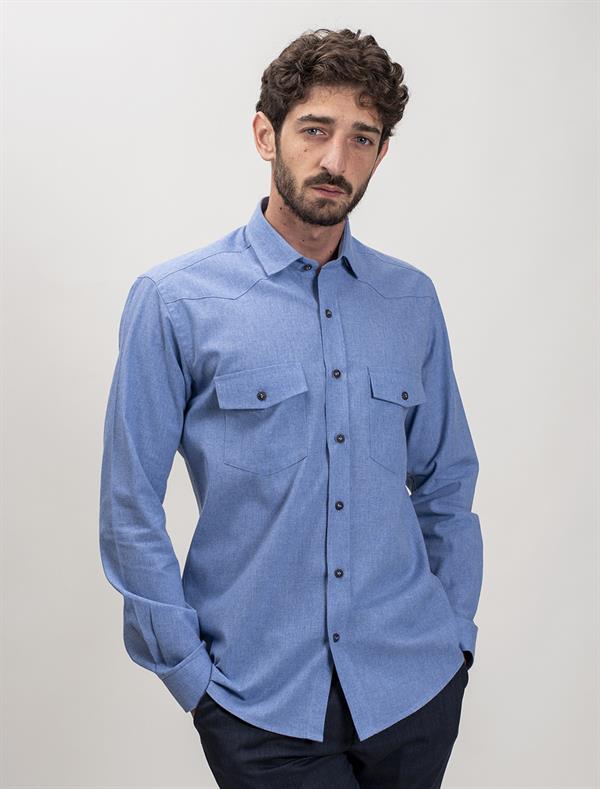 Flannel Cotton Shirt With Two Front Pockets