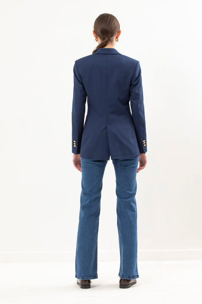 Double Breasted Blazer With Front Flaps