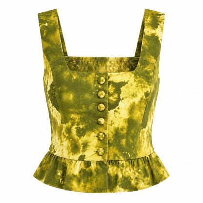 Square Neckline Top With Ruffles