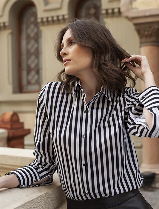 Women Wide Striped Relaxed Cotton Shirt