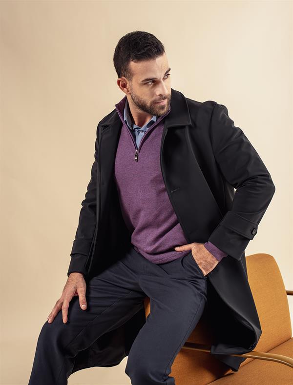 Men Wool Blend Half Zipper