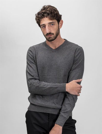Men Wool Blend V-Neck