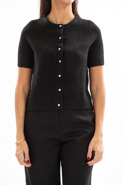 Short Sleeve Knit Cardigan