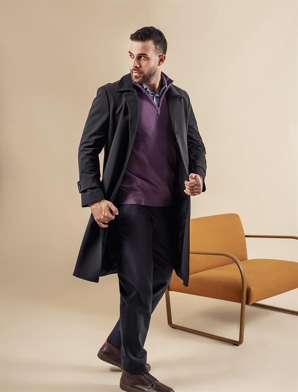 Men Wool Blend Half Zipper