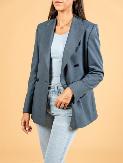 Double Breasted Blazer With Front Flaps