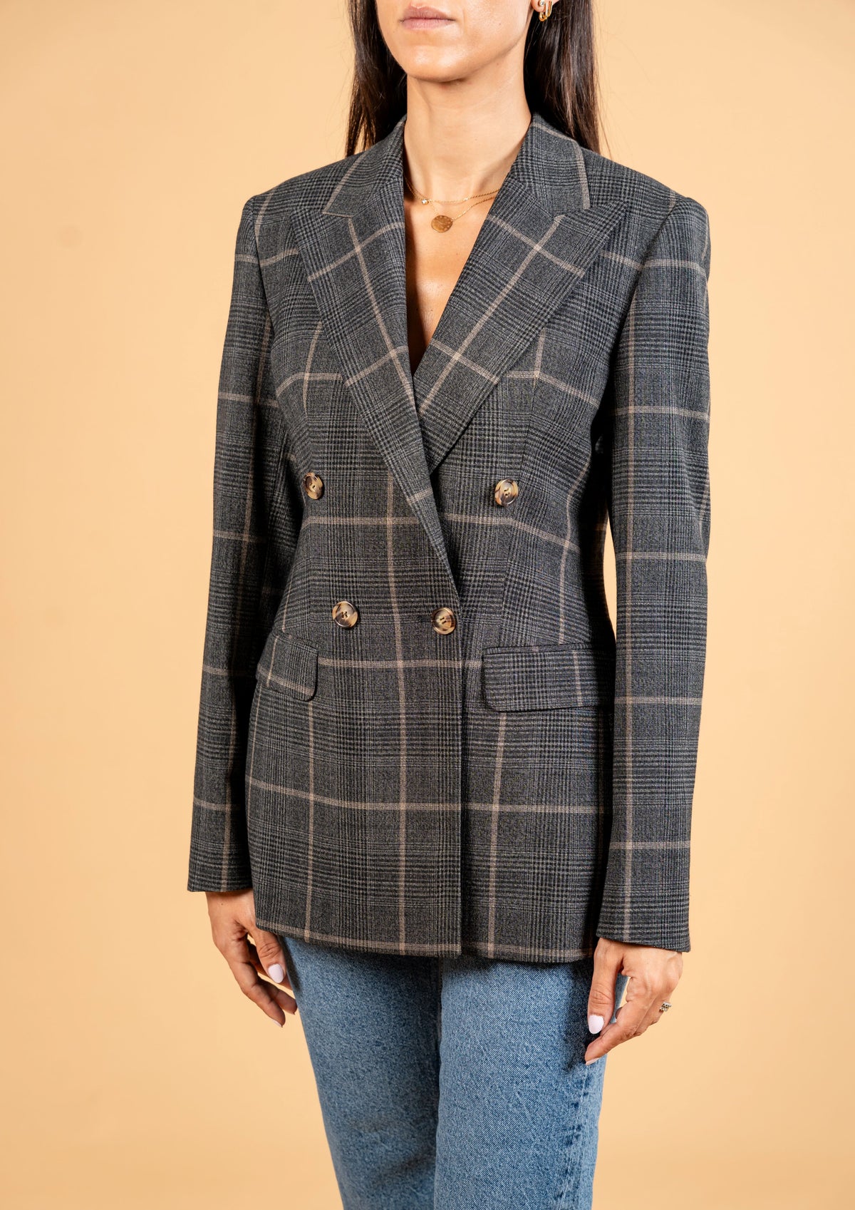 Double Breasted Blazer With Front Flaps